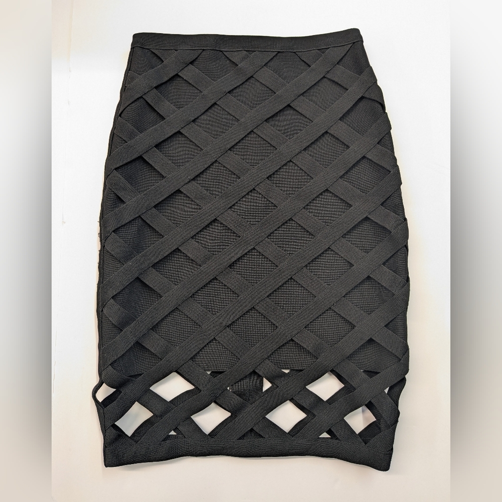 Bebe Black Spandex Cage Pencil Skirt